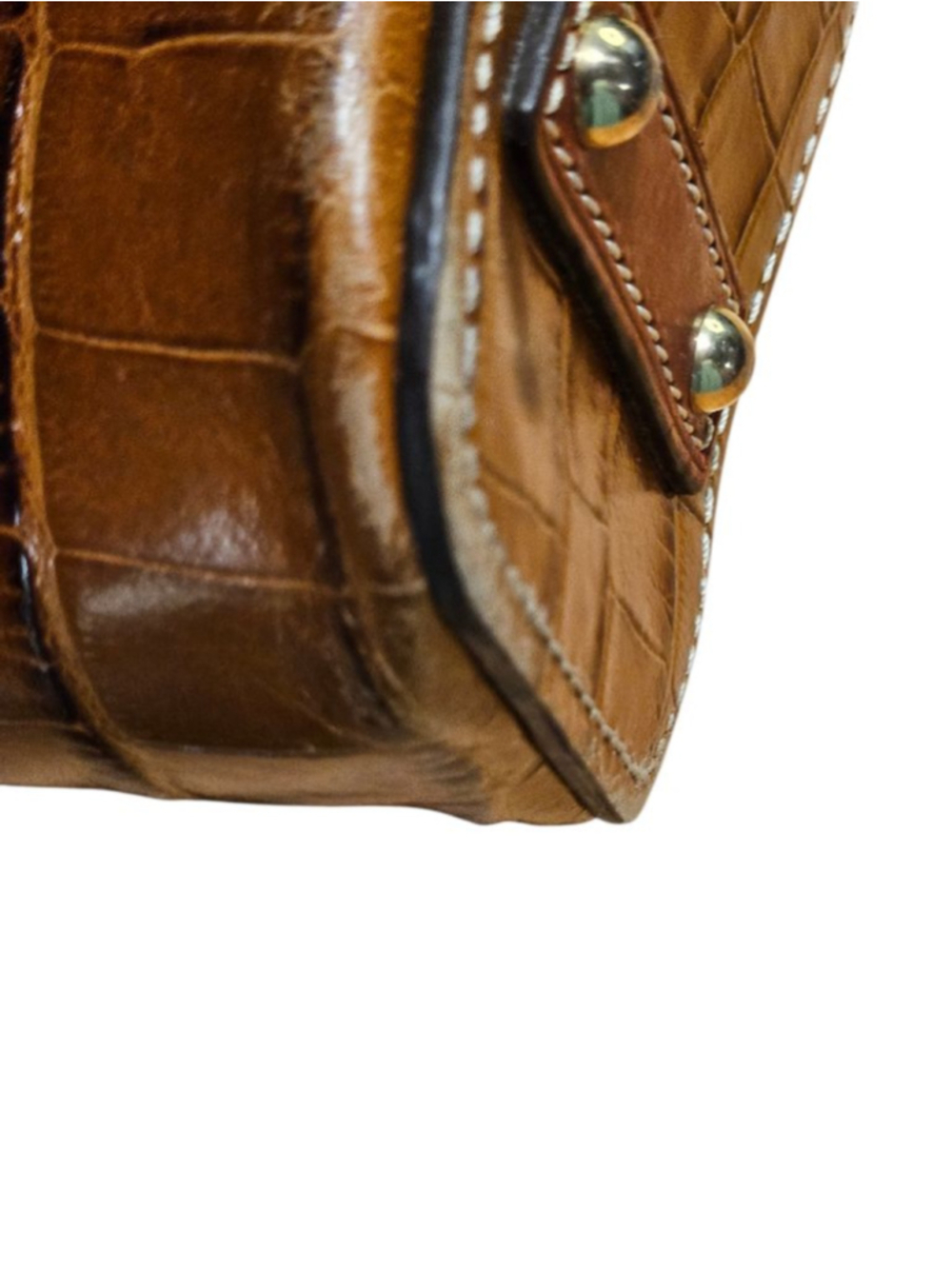 Dooney & Bourke Brown Croc Embossed Leather Tote Bag - Picture 8 of 16